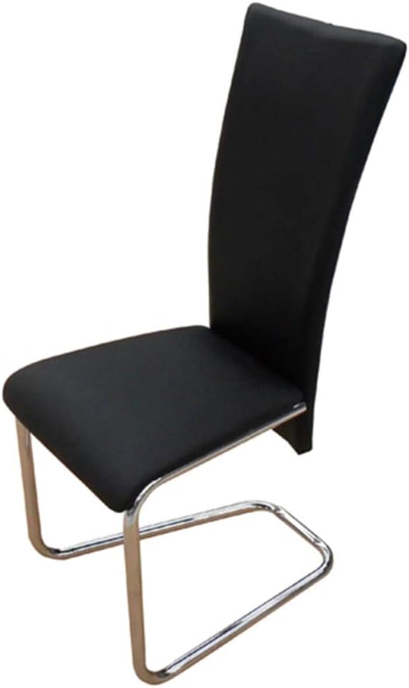 vidaXL Dining Chairs 2 Pcs, Dining Room Side Chair with Metal Chrome Legs, Accent Chair for Kitchen, Modern Style, Black Faux Leather