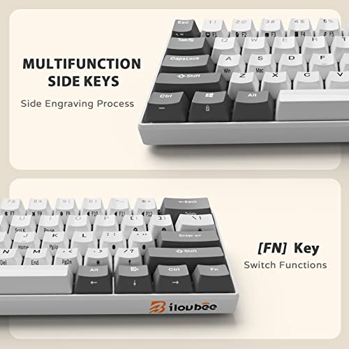 Ilovbee I61 Mechanical Keyboard 60 Percent, Wired Hot Swappable Compact Rgb Gaming Keyboard, 61 Keys Mini Keyboard With Red Switch For Pc/Mac Gamer, Software Supported, Grey-White #TOP4