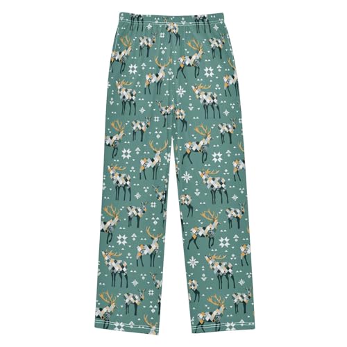 ZZXXB Moose Geometry Print Boys Long Pants Soft Trousers Elastic Waist Kids Lounge Bottoms with Pockets S-XL