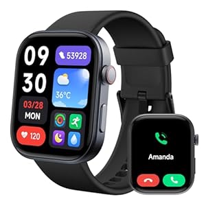 Smart Watches for Men Android iPhone, [1.99″ Amoled Screen] Fitness Tracker Smartwatch with Bluetooth Calls, AI Control, Heart Rate/SpO2/Sleep Monitor, 12 Days Battery, 3ATM Waterproof – Balck