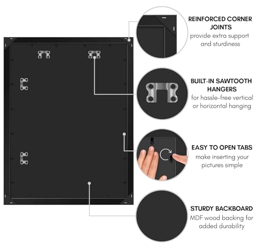 Americanflat 24x32 Poster Frame with Polished Plexiglass - Black Picture Frame - Wide Photo Frames Made of Engineered Wood for Vertical or Horizontal Wall Display - Epic Collection - Black