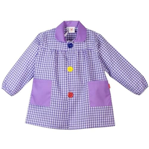 KLOTTZ K901 - Babi colegio cuadros. Bata escolar y manualidades. niños color: LILA talla: 0M