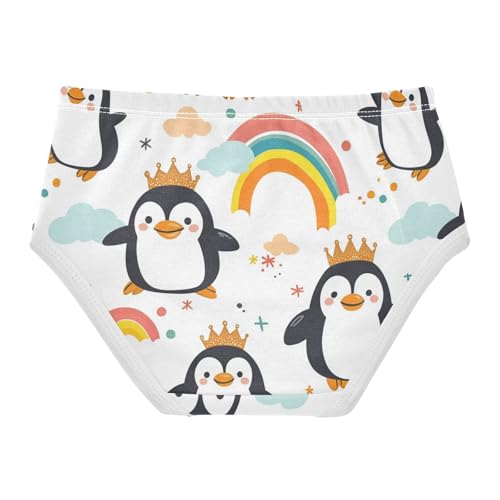 Wusikd Cute Penguins Girls' Underwear Cotton Crown Rainbows Girls Briefs Soft Toddler Underwear 2T2