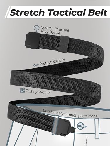 MILORDE Stretch Versatile Belt, Causal Dress Outdoor Activities,1.4" Nylon Web Belt with Quicky Release Plug Buckle2