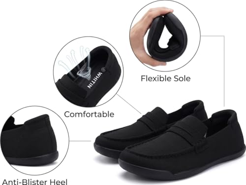 Image of WHITIN Women's Slip On Penny Loafers Wide Width | Comfortable Knit Flat Shoes