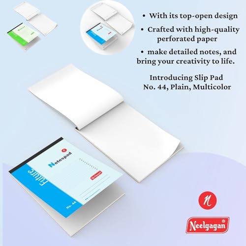 Image of NEELGAGAN Slip Pad No.44 (Type: Plain with 80 Sheet 160 Pages) Pack of 5