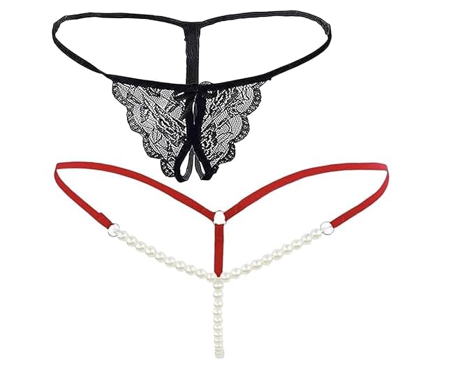meezx fashion Crotchless Thong & Pearl G-String Pack of 2 Combo-picture-13