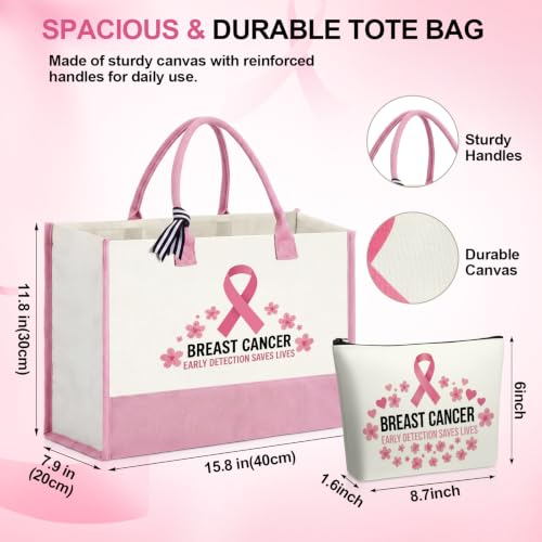 Bulyoou 12 Pcs Pink Breast Cancer Awareness Tote Bag Cosmetic Bag for Women by Bulyoou - Image 3