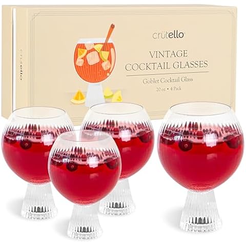 Crutello Aperol Spritz Glasses | Goblet Cocktail Glasses Set of 4-16 oz Gin and Tonic Glasses, Sangria Glasses, or Aperol Spritz Glasses, Unique Cocktail Glasses, Aperol Spritz Gift Cover
