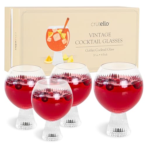 Crutello Aperol Spritz Glasses | Goblet Cocktail Glasses Set of 4-16 oz Gin and Tonic, Sangria, or Aperol Spritz Glassware, Unique Cocktail Glassware for Gifts