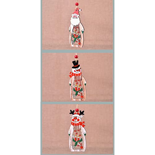 Wooden Christmas Ornaments Santa Claus Snowman Reindeer Hanging Ornaments Set Of 6 For Christmas Tree Decoration #TOP7