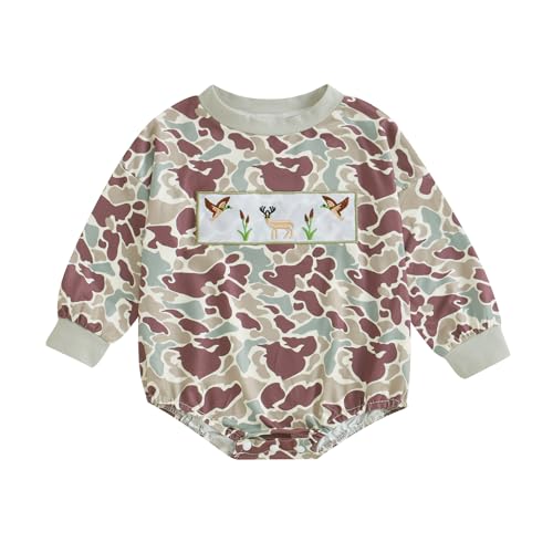 Image of Baby Boys Duck Hunting Clothes Long Sleeve Camoflage Sweatshirt Romper Infant Fall Winter Outfits