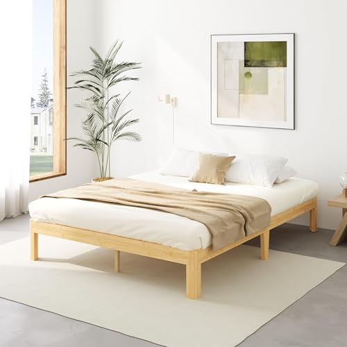 VTWAZAST 14 Inch High-qualtiy Bamboo Wood Frame Bed (California King)