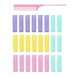 Selbsthaftende Lockenwickler über Nacht,25 PCS Klettwickler für Volumen mit Kamm,Hitze Freie Haarwickler für Kurze Haare,Transparente Nylon Lockenwickler Set für Friseursalon und Zuhause(1.5CM)