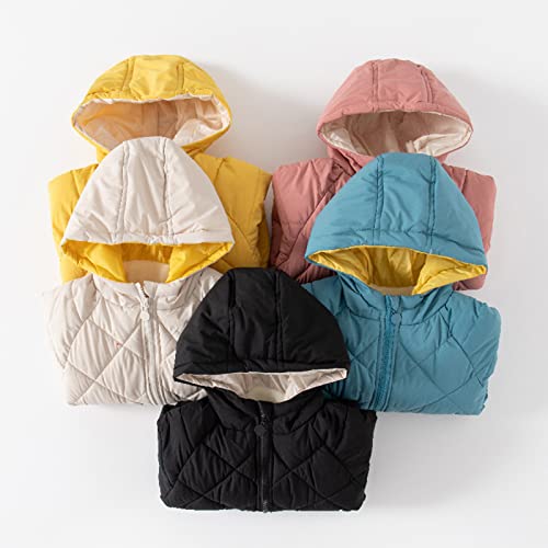 Boys Girls Winter Jacket Toddler Kids Plaid Quilted Fleece Lined Zipper Warm Coat Solid Hooded Outerwear with Pockets4
