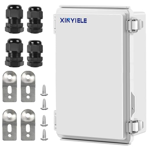 XINYIELE Waterproof Outdoor Project ABS Plastic Junction Box IP67 Weatherproof Dustproof Enclosure with Hinged Cover, Mounting Plate,Wall Brackets for Power Project (11