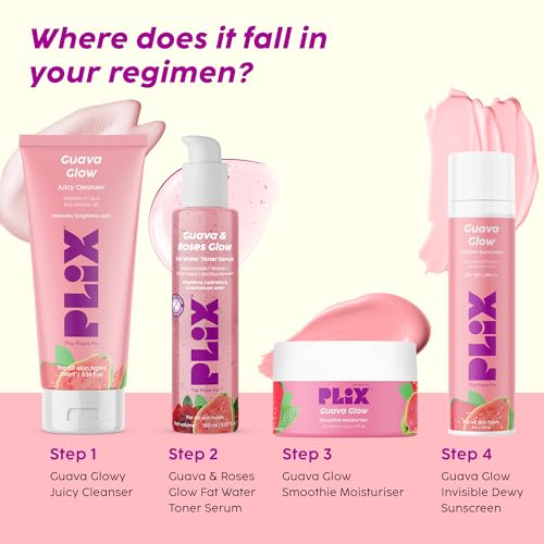 PLIX - THE PLANT FIX Guava Glow Regime with Juicy Cleanser & Hydrating 2 In-1 Toner Serum| Hydrating Cleanser| 2-in-1 Toner Serum| Soothes Redness & Irritated Skin, Moisturizes & Tightens Pores | Glowing Skin in 1 Use |