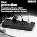 Philips 12-Outlet Surge Protector Power Strip, 6ft Braided Extension Cord, 3500 Joules, Multi Plug Outlet Extender, Adapter-Spaced, Black, SPP3813B/37