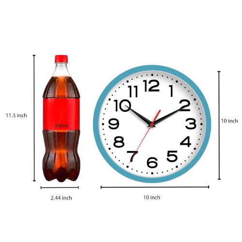 Image of Roymnie 10 Inch Wall Clock, Battery Operated Silent Non Ticking Blue | analog wall clock; bold numerals for easy reading; silent non-ticking; 1 AA battery (not included); for classroom