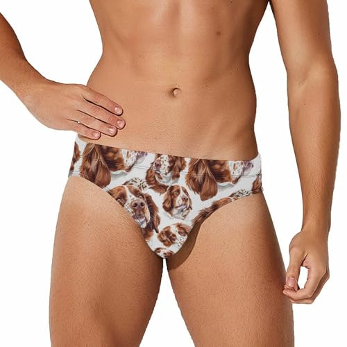 Brittany Spaniel Dog Novelty Men's Brief Swimwear Pants Swimming Trunks Beach Shorts Underwear