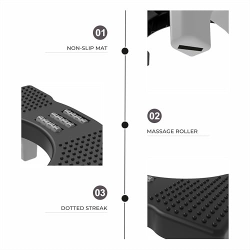 Image of TechHark Toilet Step Stool with Massage Rollers, Foldable Design, 18 cm Height, Promotes Natural Squatting Position (Grey and Blue)