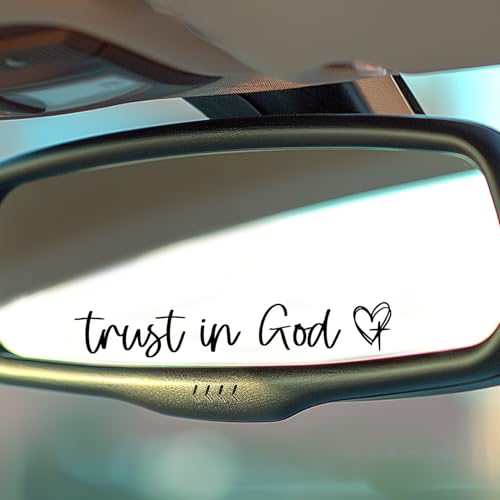 Image of 3X Black Trust in God Mirror Sticker for Cars - Trust in God Car Stickers - Christian Stickers Rear View Mirror Accessories - Christian Car Decals for Men and Women, Girl Car Accessories