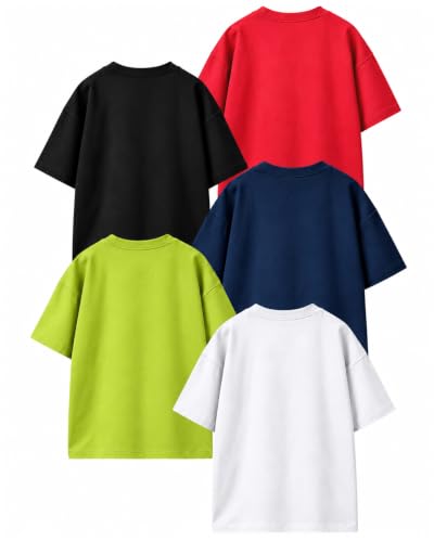 Image of Kuchipoo Boys Cotton Printed T-Shirts | Half Sleeve Round Neck | Soft & Comfortable Casual Wear for Kids | Pack of 5