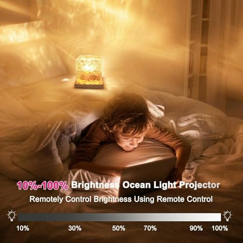 Image of RICHMYC Ocean Wave Projector Light, 16 Colors Gradual Rotating Water Lamp with Remote Control, Beach Decor Sea Themed Northern Lights Projector for Office Bedroom Bar Restaurant(Plug in 5.3in)