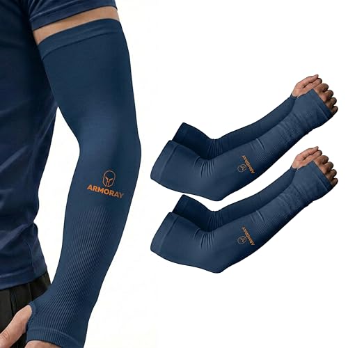 Image of ARMORAY Arm Sleeves for Men and Women - UV Sun Protection Cooling Compression - Tattoo Cover Up Sleeve for Daily Wear & Work