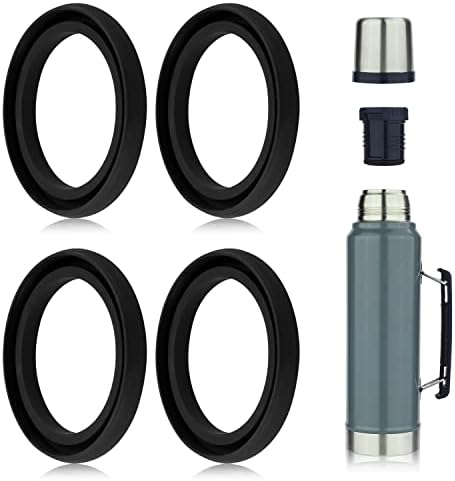 SAVITA 4pcs Silicone Replacement Gaskets Classic for Stanley, Silicone Seal Gasket for Stanley Compatible With Stanley Classic 20 oz 1.0 QT 1.5 QT 2 QT 2.5 QT Vacuum Bottle Stopper Black