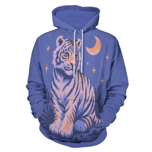 Sweat à capuche homme tigre avec illustration dessinée à la main pull manches longues