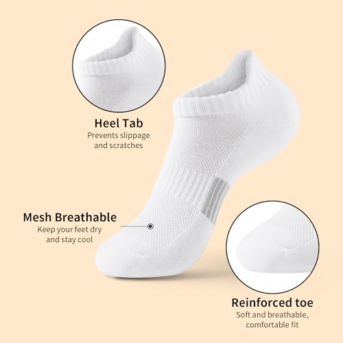 Ankle Socks for Women - Cushioned Low Cut No Show, Athletic Running Socks with Heel Tab3