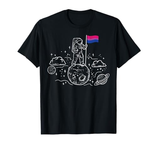Astronaut Moon Bisexual Flag Space LGBTQ Gay Pride Ally Bi T-Shirt