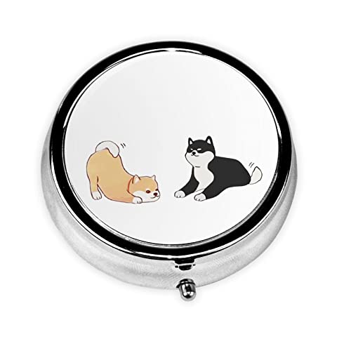 胡麻とK 萌え 柴犬 犬柄 ピルケース 薬ケース 丸型 3段分割 円形 薬入れ 錠剤ケース 習慣薬箱 サプリメントケース サプリケース 軽量 耐久性 飲み忘れ防止 携帯型 コンパクト