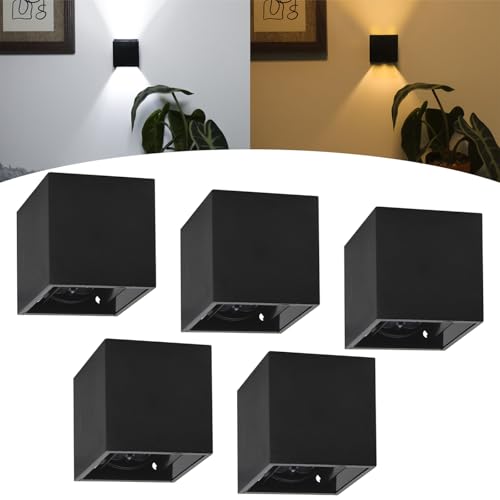 Kit 5 Mini Arandela Preta 3w Interna Externa 2 Friso Led Incluso (Branco Quente)