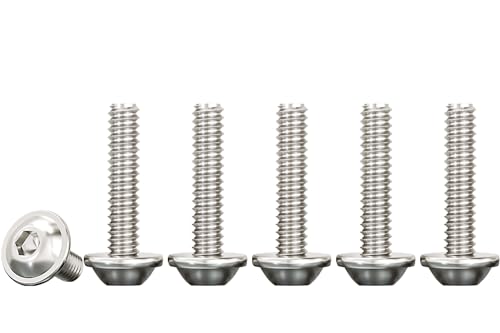Drenky Tornillo de Cabeza Alomada con Brida M3x20mm, 50 Piezas Tornillos para Máquina Acero Inoxidable A2 V2A Tornillos Hexagonal pour Les Connexions Mécaniques, Totalmente Rosca Métrica