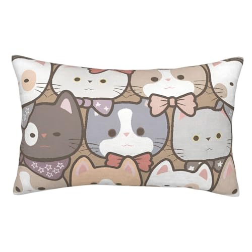 猫柄15 枕カバー 両面 かわいいアニメ印刷 家庭用快適クッション 35 Cm X 50 Cm