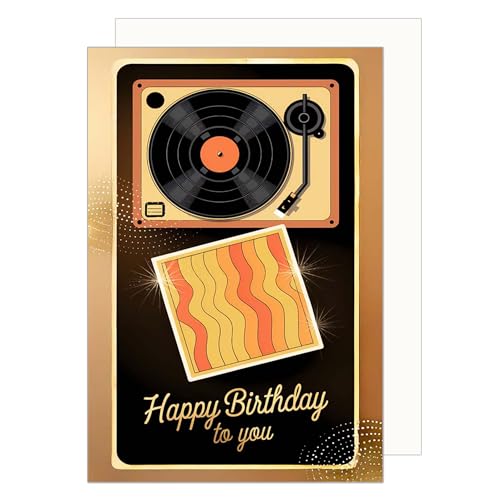 Edition Seidel Carte d'anniversaire de qualité supérieure avec enveloppe - Carte de vœux d'anniversaire - Pour homme et femme - Tourne-disque vinyle (G3743...