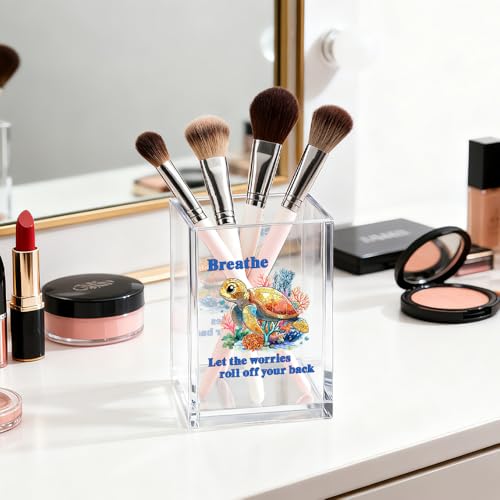 Image of Mental Health Acrylic Pen Pencil Holder for Desk Makeup Organizer (Transparent61)