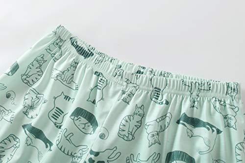 Image of YIJIU Women Soft Comfy Pajamas Cute Cat Short Sleeve Capri Pants PJS Set