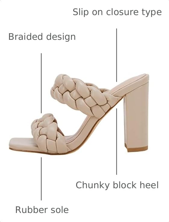 Image of VETASTE Women's Braided Chunky Heel Open Toe Sandals