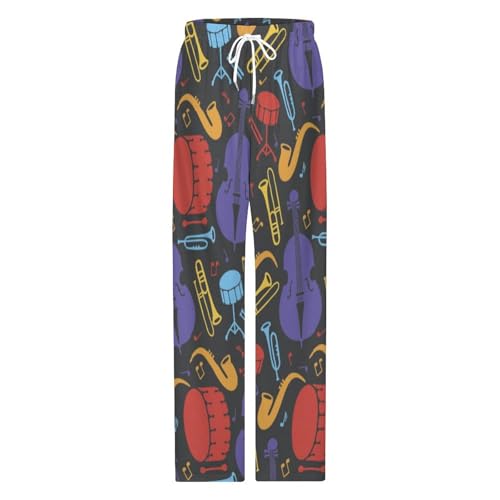 Trumpet Musical Instrument Pattern Comfy Pajama Pants Adjustable Sleepwear Beach Pants for Men4