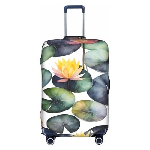Black Lily Pads 1 Print Personalized Travel Luggage Cover With Zipper, Elastic Luggage Cover,For Daily Use