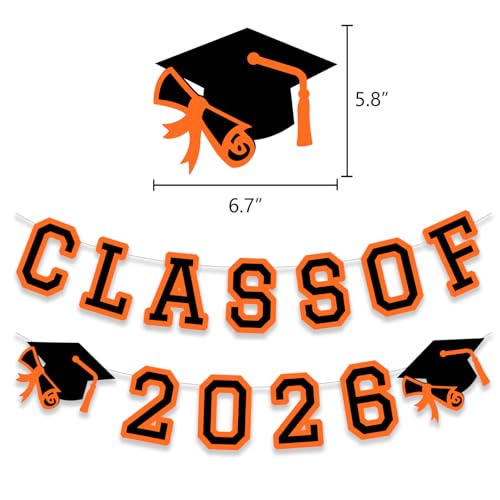 Image of Class of 2026 Graduation Banner University College Grad Garlands Decoration Party Supplies High School Colors Oragne
