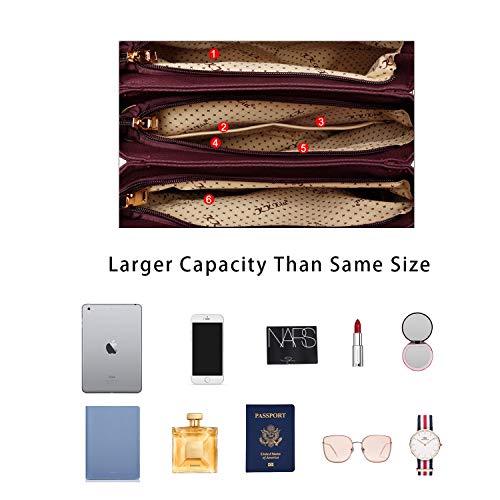 Image of KKXIU Women Satchel Bags Handle Shoulder Handbags and Purses Pockets Zipper Leather Crossbody Bags