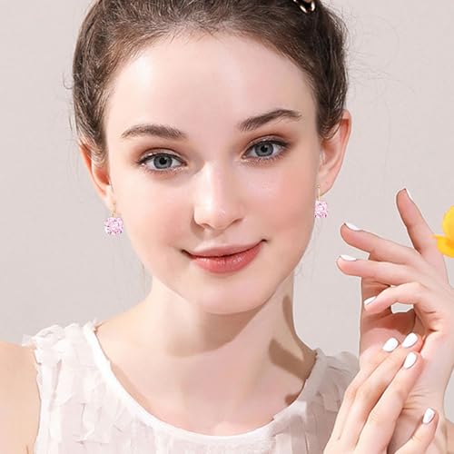 Sparkly Crystal Square Leverback Earrings Rhinestone Geometry Dangle Drop Earrings For Women Brides Bridesmaids Weddings3