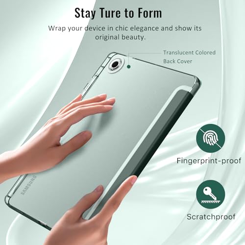 Image of MoKo Case for Samsung Galaxy Tab S10 Lite 10.9 Inch 2025 [SM-X400 /SM-X406B] with S Pen Holder, Slim Light Trifold Protective Cover with Hard PC Translucent Back Shell, Auto Wake /Sleep, Midnight Green