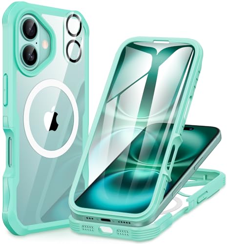 Coque iPhone 16 CENHUFO avec protection intégrale 360 et verre trempé double face vert
