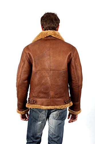 Men's Brown Long Shearling Ginger Sheepskin Leather Coat with Belt3