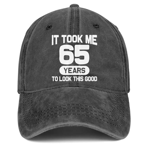 Traqueu 65th Birthday Gifts Decorations 65 Year Old Gifts Ideas for Men Women It Took Me 65 Years to Look This Good Hat Washed Cotton Hat Washed Cotton Hat Grey